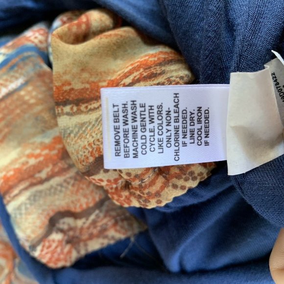 CATO‎ Women Dress Size Large Blue Brown Maxi Sleeveless Round Neck Belt Pullover - Picture 9 of 9